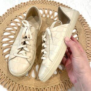 Freda Salvador Eda D'Orsay Sneaker Sand Embossed Croc Size 6.5